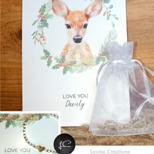Kertkaart "Love you Deerly" met mooi dun armbandje
